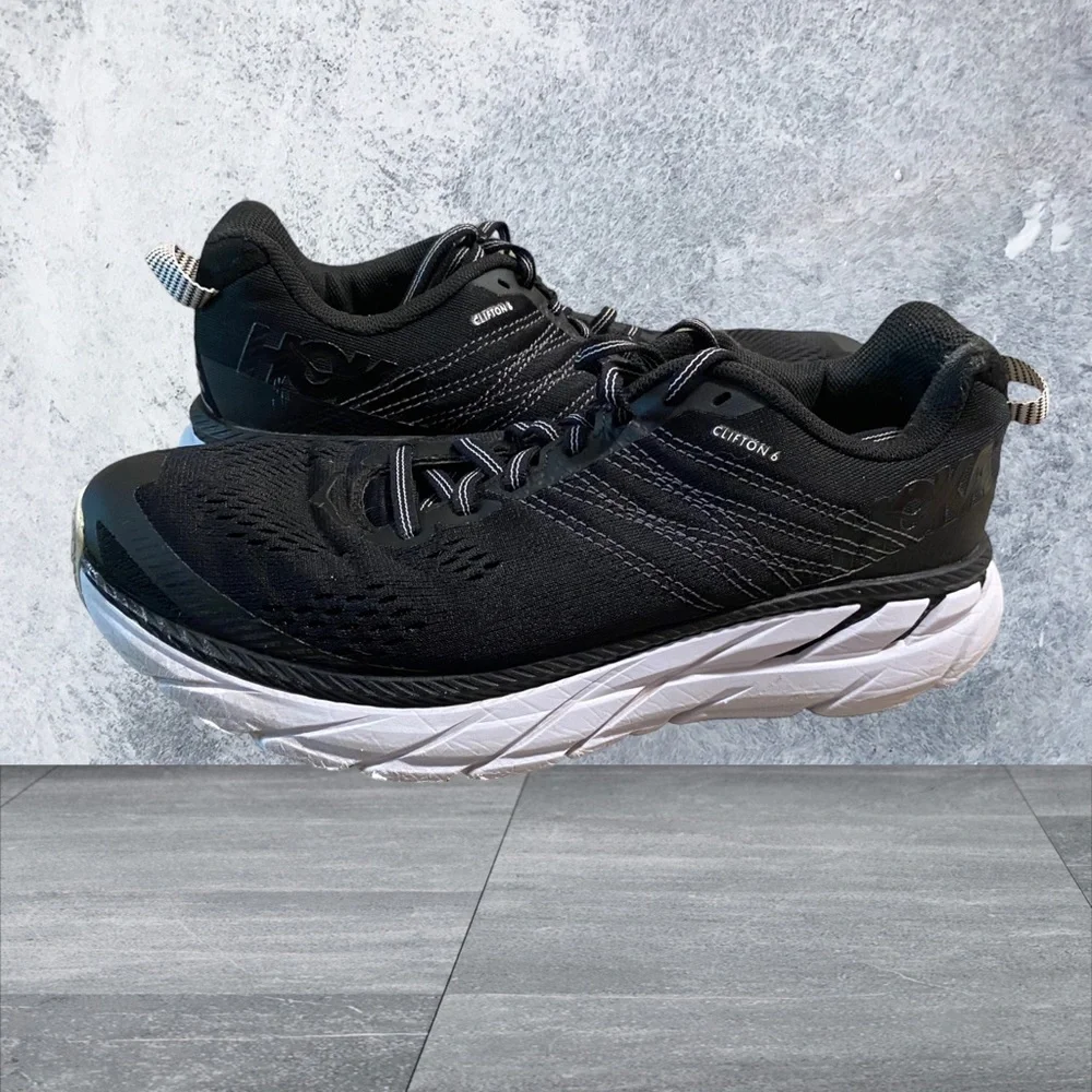 Hoka One One Clifton 6 Black White Women Running Shoes 1102873 BWHT Size 7.5 - Picture 13 of 16